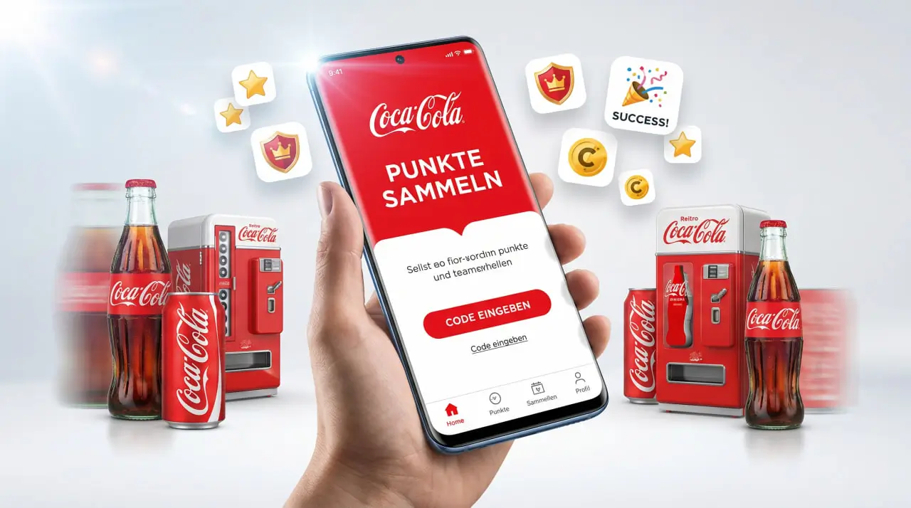 Coca-Cola App Play and Win Prizes auf dem Smartphone mit gescanntem Code