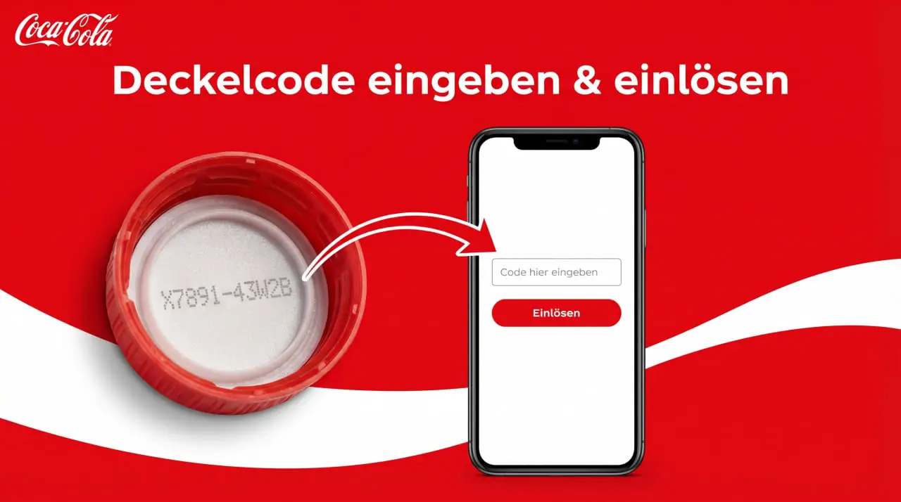 Coca-Cola Schraubverschluss mit 16-stelligem Deckelcode auf der Innenseite